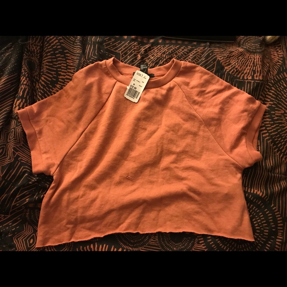 Burnt orange slightly distressed crop top